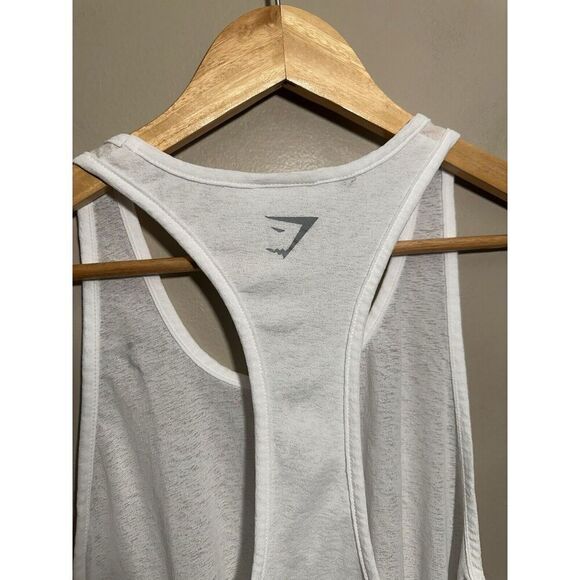 Gymshark Womens Sheer Tank Top Split Open Back Round Hem Size Medium White - Picture 4 of 6